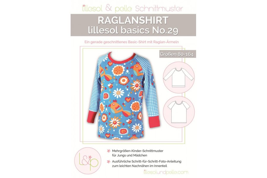 Papierschnittmuster lillesol basics No.29 Raglan-Shirt Gr. 80 - 164